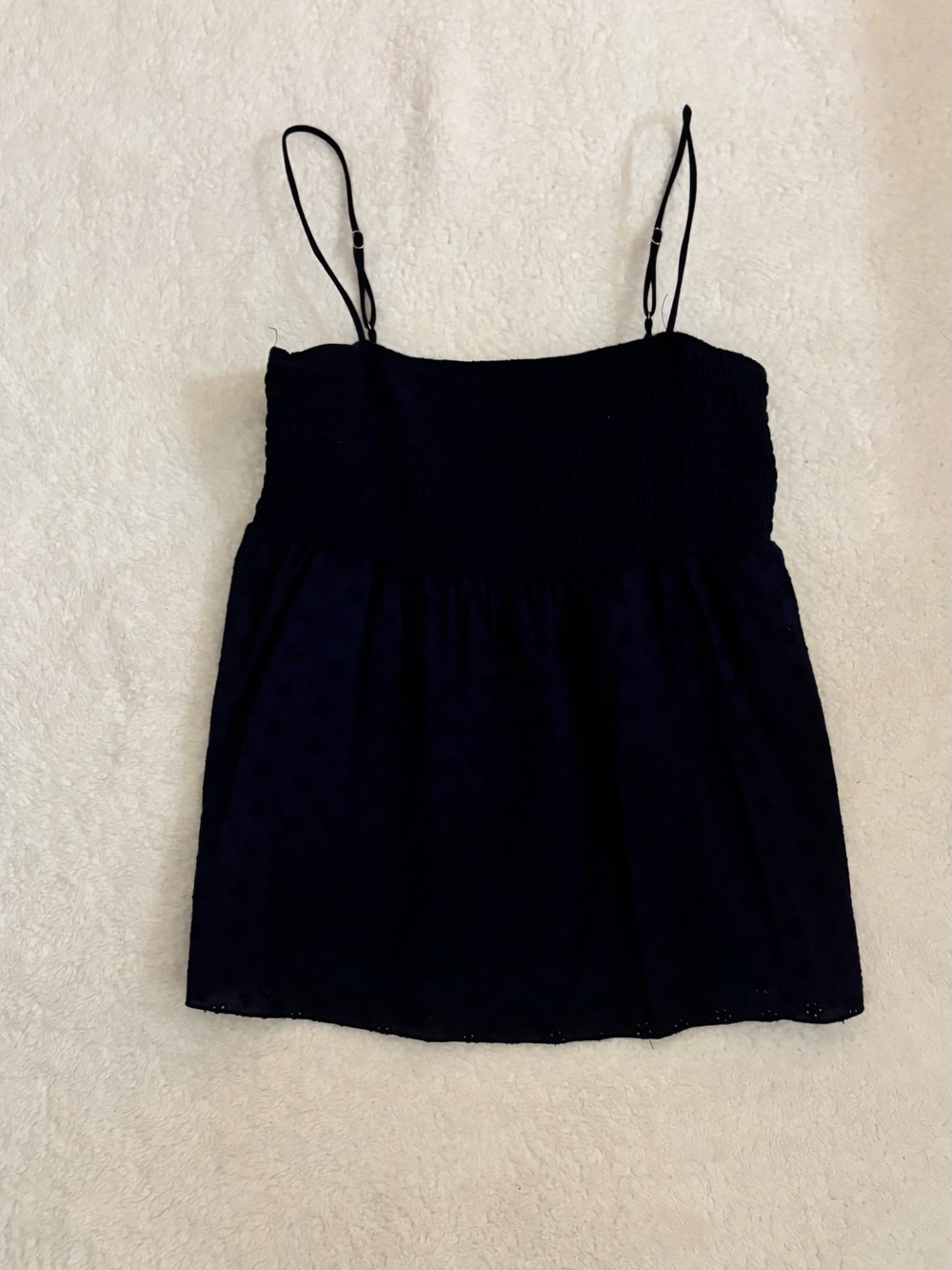 Navy Smocked Cami Tank Top - Unbranded